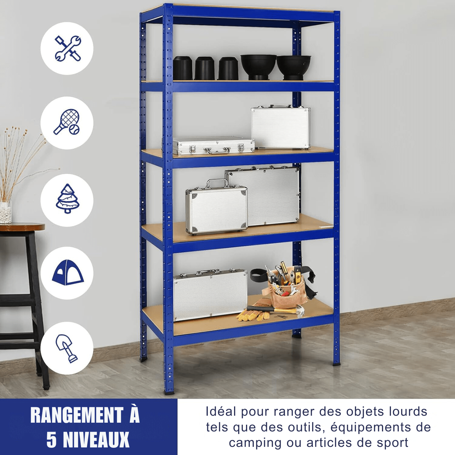 Étagère Métallique - MegaRack™ - Bleu - Rangement Parfait