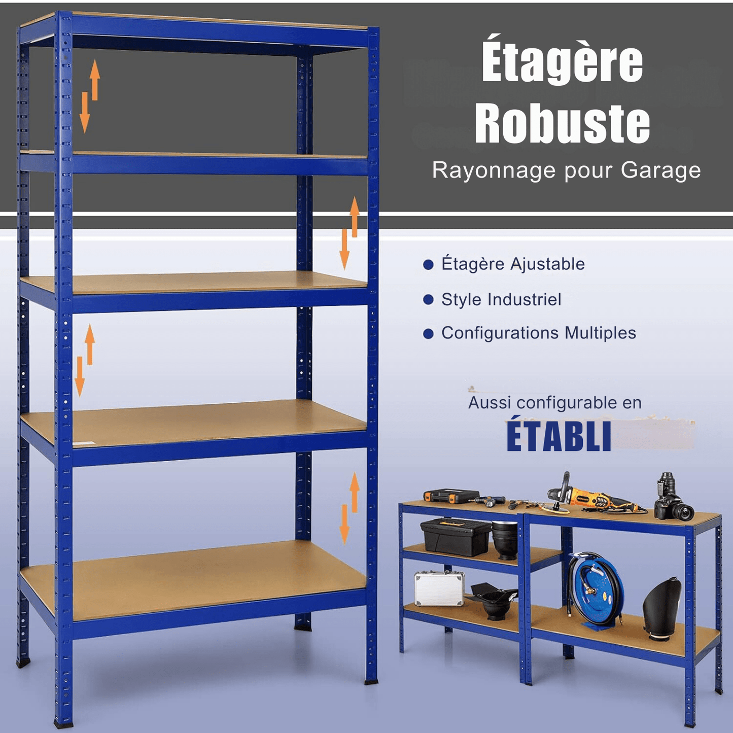 Étagère Métallique - MegaRack™ - Bleu - Rangement Parfait