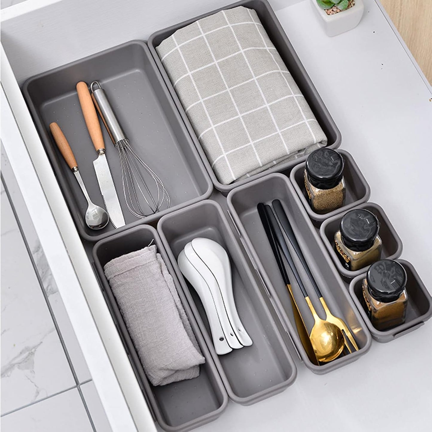 Organisation de Tiroir - DiviTray™ - Gris - Rangement Parfait